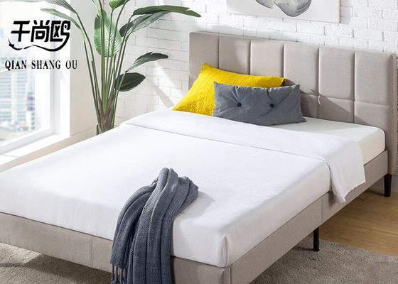 Classic Linen Fabric Upholstered Beds  With Checkered Stitching Design
