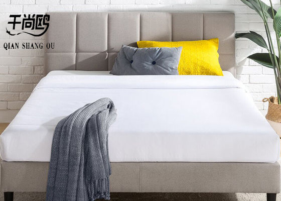 Classic Linen Fabric Upholstered Beds  With Checkered Stitching Design